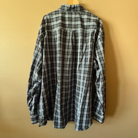 Men's Big and Tall 3XLT Izod Button Down Dress Shirt Blue White Plaid - Picture 3 of 8